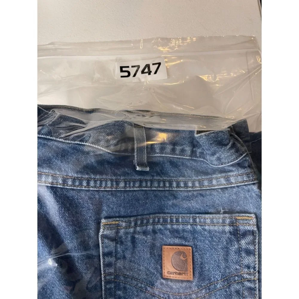 Carhartt Jeans Mens 46x30 B17 DST 100% Cotton Relaxed Fit Tapered Leg Denim Blue